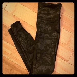 Spanx black camo faux leather leggings